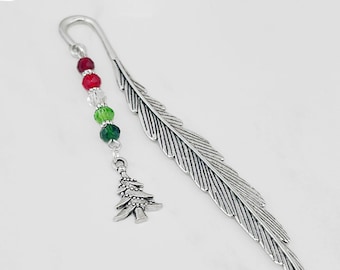 Christmas Tree Bookmark - Tibetan Silver Bookmark - Unique Bookmarks - Holiday Tree Charm Book Mark - Christmas Stocking Stuffers