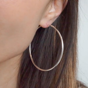 55mm Hoop Earrings - 925 Sterling Silver Jewelry - Plain Hoops - Silver Hoops - 55mm | 2 1/8 inches