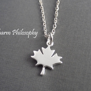 Maple Leaf Necklace - Small Canada Charm Jewelry - 925 Sterling Silver Jewelry - Everyday Necklace