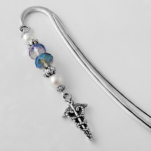 Caduceus Bookmark - Custom Beaded Bookmark - Coworker Gifts for Doctors, Nurses and Other Medical Professionals Medical Office Staff Gifts