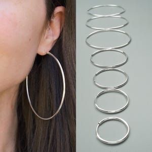 Sterling Silver Hoop Earrings: Pair of Endless Infinity Hoops | 2mm thick | 20 mm to 90 mm | 4/5 inch to 3.5 inch