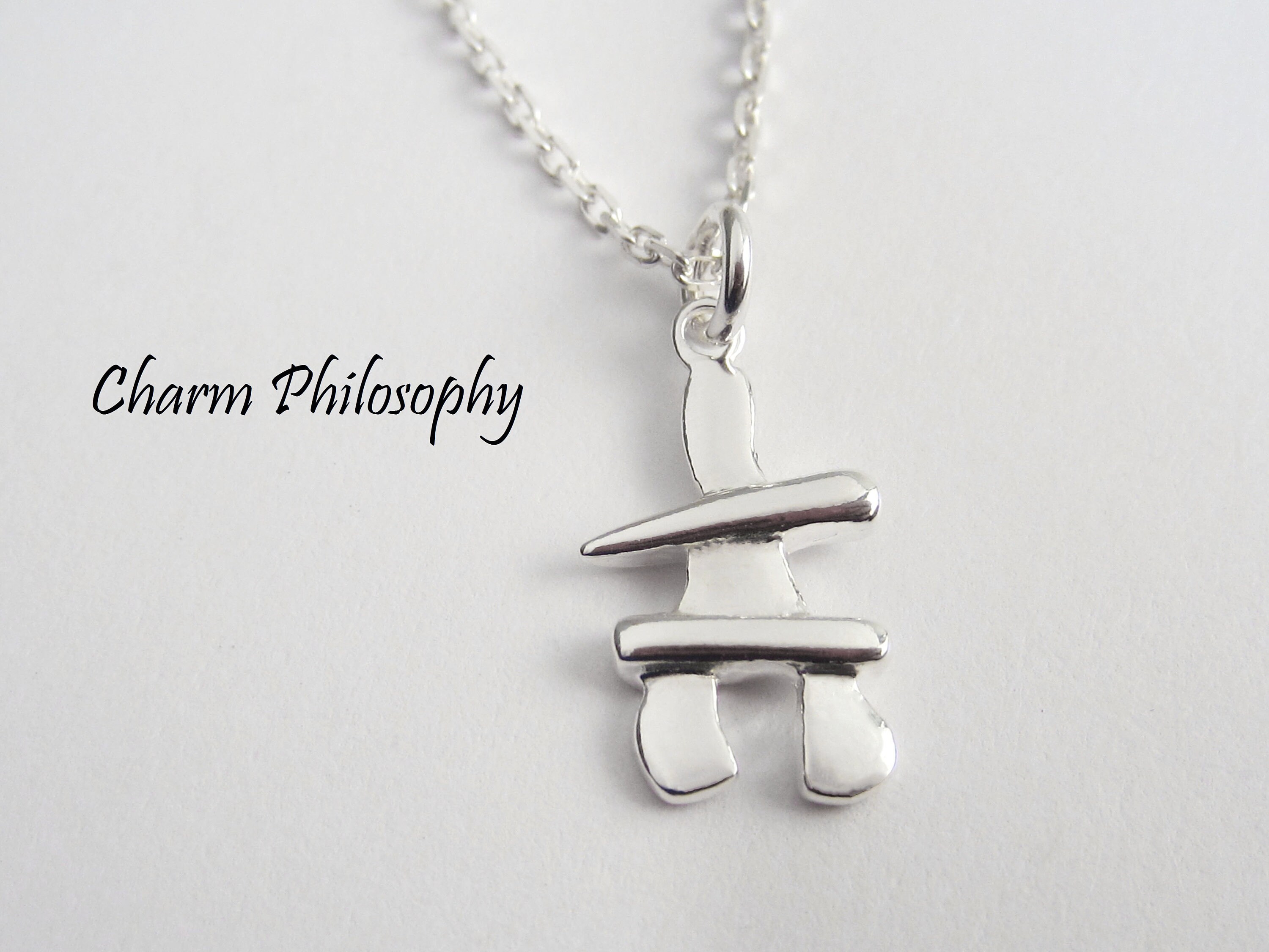 Canadian Inukshuk Necklace 925 Sterling Silver Jewelry Small