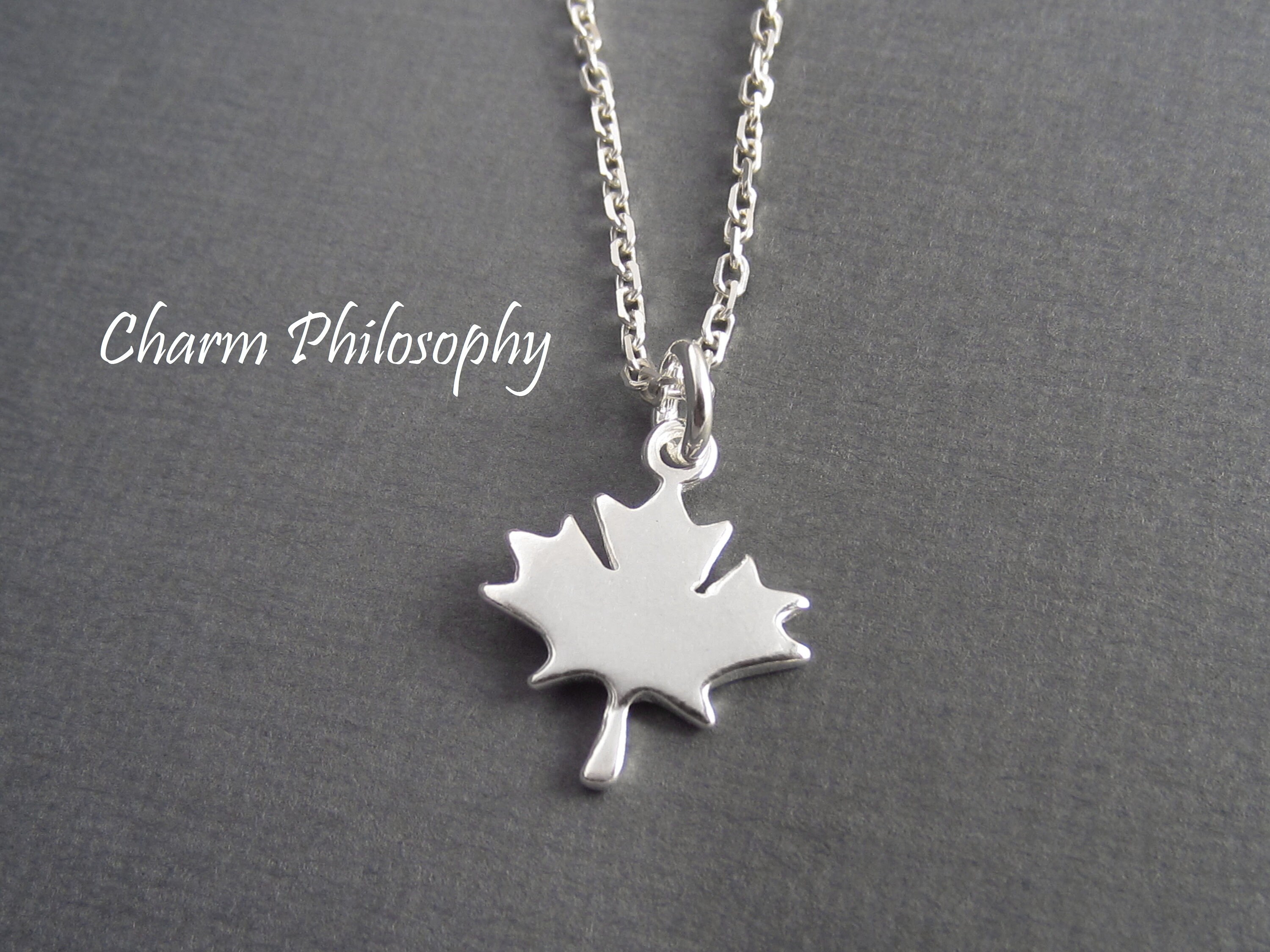 Maple Leaf Necklace Small Canada Charm Jewelry 925 Etsy Canada
