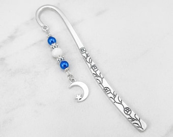 Crescent Moon and Star Bookmark - Sailor Moon Inspired Bookmark - Moon Phase Charm Bookmark - Metal Bookmark - Custom Bookmark