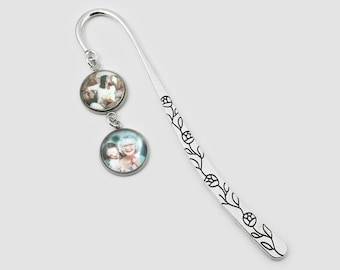 2 Photos Bookmarks - Custom Picture Book Marker Gift - Personalized Photo Beaded Bookmark Gifts