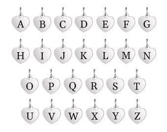 Stainless Steel Initial Charm: Custom Engraved Heart Letter Pendant