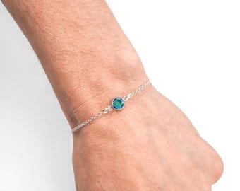 December Birthstone Bracelet - Preciosa Zircon Birthstone Anklet - 925 Sterling Silver - Dainty Minimalist Bracelet