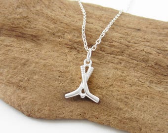 Sterling Silver Ice Hockey Sticks Necklace: Sports Jewelry Gift