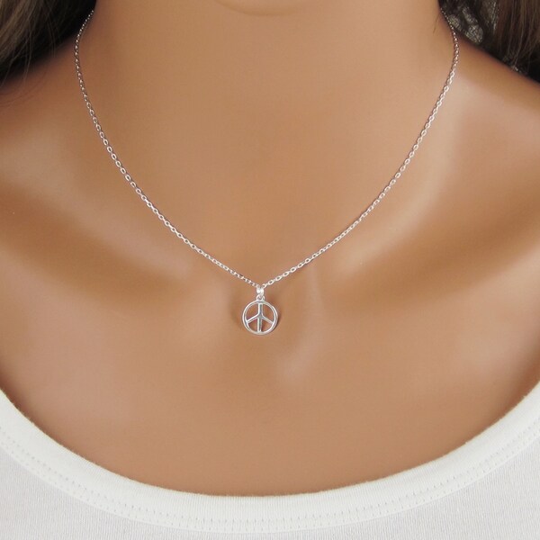 Peace Sign Necklace - 925 Sterling Silver Jewelry - Hippie Gift - Free Spirit Jewelry - Peace Symbol Necklace