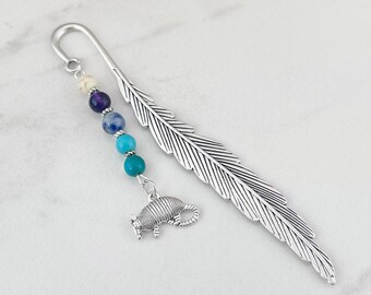 Armadillo Bookmark - Book Lover Gift - Metal Beaded Bookmark - Unique Bookmarks - Armadillo Gifts