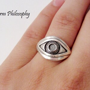 Bague oeil Bijoux en argent sterling 925 Bague oeil humain en argent image 2