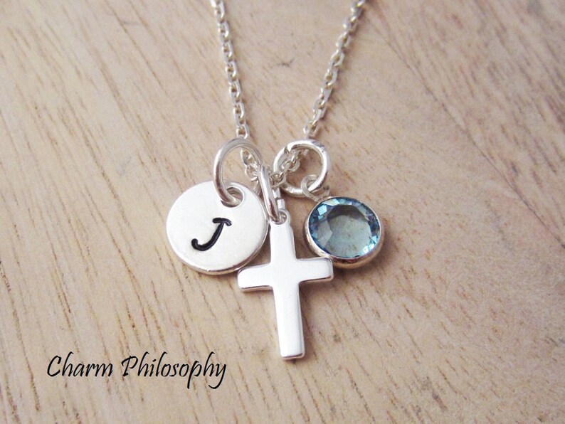 Small Cross Charm Necklace Dainty 925 Sterling Silver Etsy