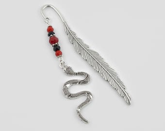 Snake Bookmark - Silver Snake Charm Bookmark - Reptile Bookmark - Boa Constrictor Bookmark - Python Snake Gifts - Snake Lover Gifts