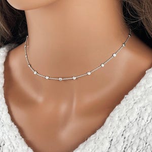 Collar de cadena satélite - Cadena de bolas única - Joyería de plata de ley 925 - Joyería minimalista de capas