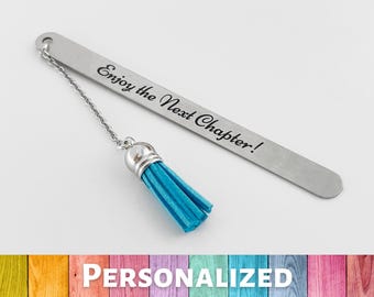 Custom Quote Bookmark - Stainless Steel Engraved Charm Bookmark - Personalized Retirement Gifts - Graduation Gift - Enjoy the Next Chapter