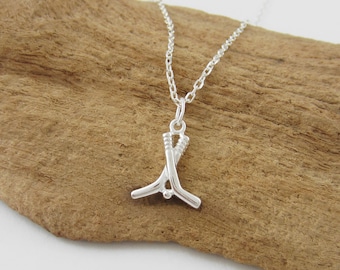 Sterling Silver Hockey Sticks Necklace: Sports Jewelry Gift