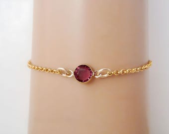 Gold Filled Amethyst Bracelet: Sterling Silver February Birthstone Charm Anklet