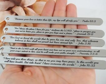 Custom Bible Verse Bookmark - Custom Prayer Bookmark - Religious Gifts - Stainless Steel Engraved Bookmark - Personalized Christian Gifts