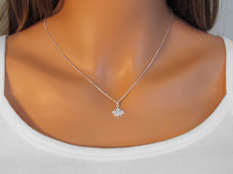 Maple Leaf Necklace Small Canada Charm Jewelry 925 Etsy Canada