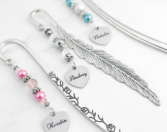 Personalized Name Bookmark - Heart Charm Bookmark - Reader Gifts - Personalized Book Lover Gifts - Custom Name Bookmark - Name Stationary