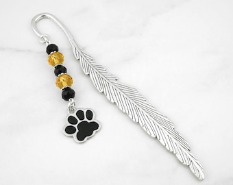 Dog Paw Charm Bookmark: Beaded Pet Lover Gift