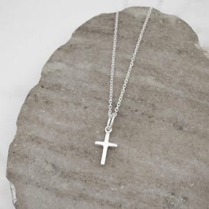 Small Men&#39;s Cross Necklace - Religious Jewelry - Christian Cross - 925 Sterling Silver Jewelry - Unisex Cross Necklace - Boys Cross Necklace