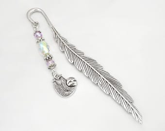 Sloth Charm Bookmark: Metal Beaded Book Marker for Sloth Lovers