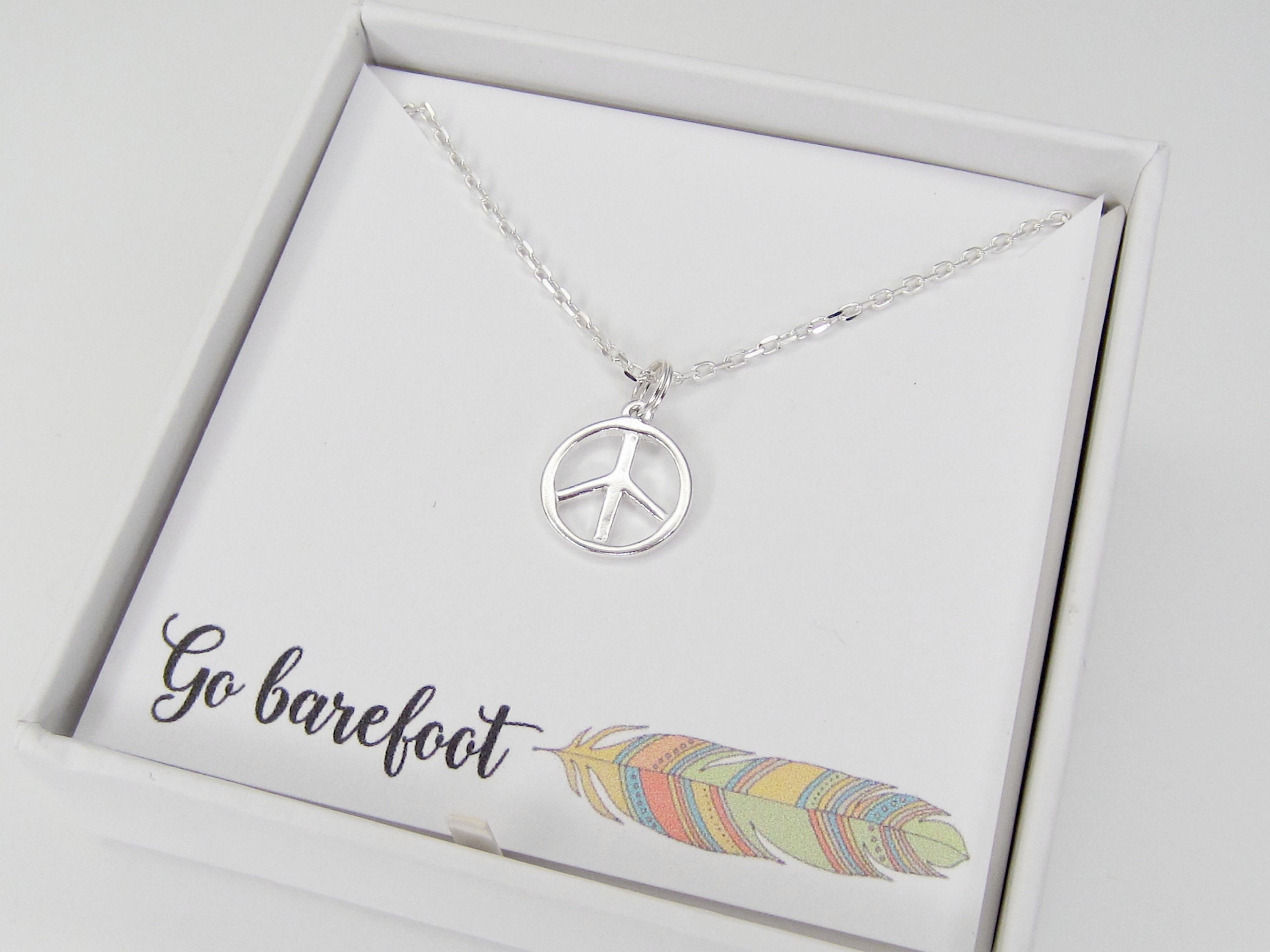 Peace sign necklace silver deals