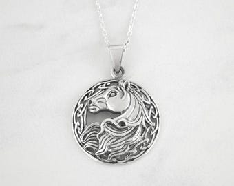 Beautiful Horse Necklace | 925 Sterling Silver Round Horse Head Pendant - Equestrian Jewelry - Horse Gifts - Horse Jewelry - LAST CHANCE