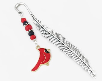 Red Cardinal Charm Bookmark: Beaded Bird Memorial Gifts