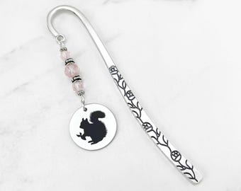 Squirrel Bookmark - Chipmunk Bookmark - Laser Engraved Tibetan Silver Bookmark - Wild Animal Bookmark - Squirrel Silhouette Charm