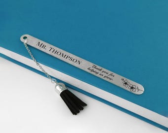Personalized Teacher Bookmark for Teachers School Year End Gifts for Teacher Appreciation Custom Engraved Name Thank You For Helping Us Grow