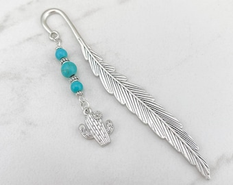 Cactus Bookmark - Tibetan Silver Bookmark - Unique Beaded Bookmarks - Affordable Botanical Gifts
