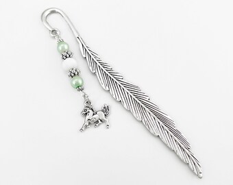Horse Bookmark - Horse Gift Ideas - Beaded Silver Horse Charm Book Marker - Horse Gifts - Equestrian Gifts - Horse Stationary
