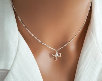 Tiny Dragonfly Necklace 925 Sterling Silver Dragonfly Jewelry Small Dragonfly Charm Necklace Mother's Day Necklace Dragonfly Gifts