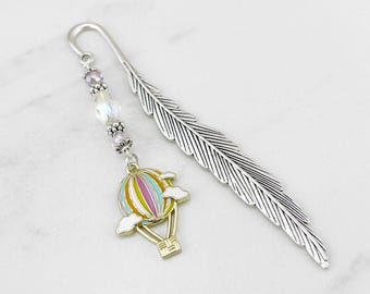 Hot Air Balloon Bookmark - Magical Book Lover Gifts - Hot Air Balloon Gift - Tibetan Silver Beaded Bookmark
