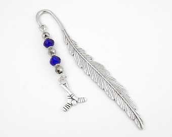 Hockey Bookmark: Hockey Sticks and Puck Charm Beaded Book Marker, Sports Gifts
