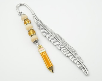 Number 2 Pencil Bookmark - Teacher Gift - Tibetan Silver Bookmark Stationary - Writer Gift Ideas - Pencil Charm Bookmark - Teacher Bookmark