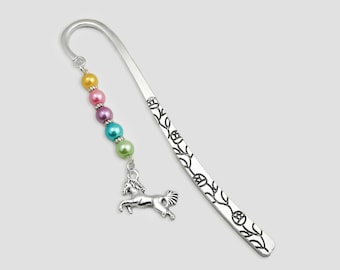 Horse Bookmark - Teacher Gift Ideas, Beaded Tibetan Silver Bookmark, Horse Lover Gifts, Horse Gifts, Equestrian Bookmark, Horse Book Marker