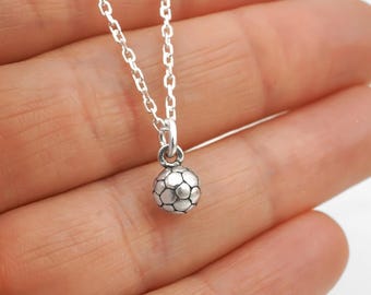 Tiny Soccer Necklace, 925 Sterling Silver Soccer Ball Charm Necklace for Soccer Player Gifts for Soccer Coach Gifts Soccer Jewelry 5mm
