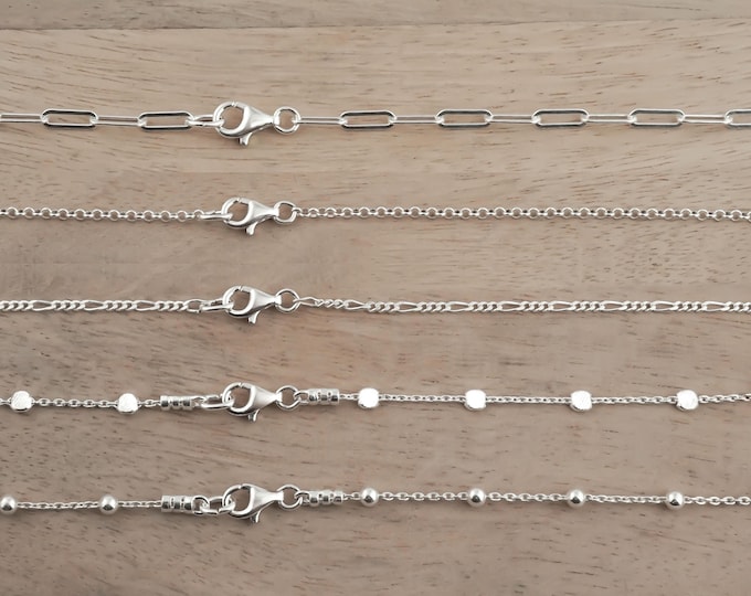 Featured listing image: Sterling Silver Chain Necklace for Women in 14, 15, 16, 17, 18, 19, 20, 21, 22, 23, 24, 25, 26, 27, 28, 29, 30, 31, 32, 33, 34, 35, 36 inch