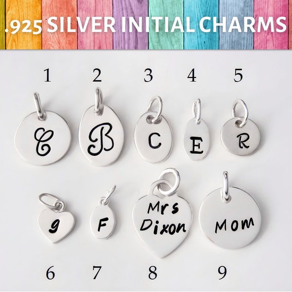 Add a Personalized Initial Charm, Letter Charm, Word Charm or Name Charm - 925 Sterling Silver