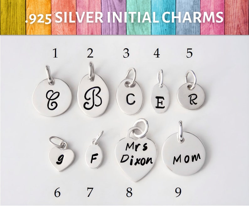 Add a Personalized Initial Charm, Letter Charm, Word Charm or Name Charm 925 Sterling Silver image 1