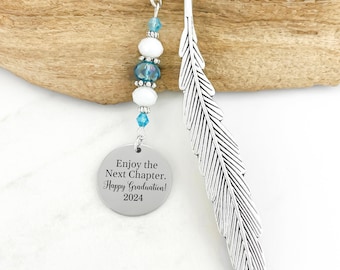 Custom Graduation Bookmark - Metal Charm Bookmark - Unique Beaded Bookmarks - Personalized Stationary - 2025 Graduation Gifts for Him or Her