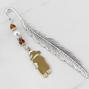 Pembroke Welsh Corgi Bookmark for Corgi Lovers - Silver Beaded Bookmark, Unique Corgi Gifts, Brown Enamel Dog Charm Bookmarks for Dog Lovers