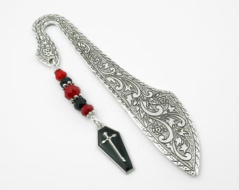 Black Coffin Bookmark - Affordable Gothic Gift Ideas - Vampire Gifts - Tibetan Silver Bookmark - Unique Bookmark - Undertaker Gifts