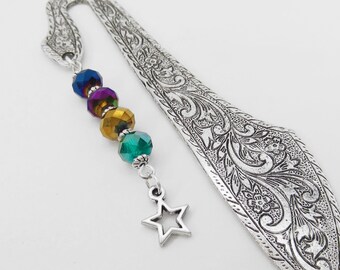 Star Bookmark - Gifts for Readers - Book Lover Gifts - Star Charm Bookmark - Tibetan Silver Beaded Bookmark - Unique Bookmarks