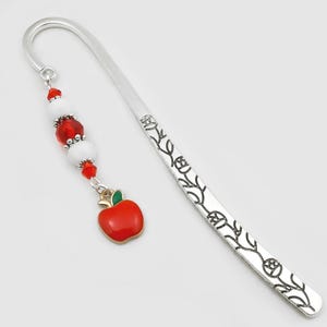 Red Apple Bookmark - Gifts for Teachers - Teacher Appreciation Gift - Harvest Bookmark - Sleeping Beauty Apple Charm Bookmark