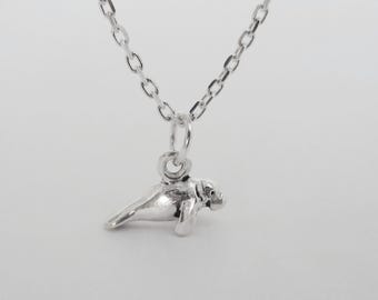 Tiny Manatee Necklace - Minimalist 925 Sterling Silver Jewelry