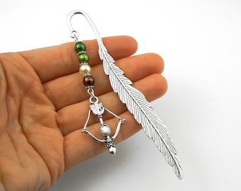Bow and Arrow Bookmark for Archers - Crossbow Charm Bookmark - Archery Gifts - Beaded Bookmark, Archery Bookmark - Archery Instructor Gifts